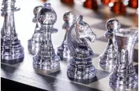 Figury szachowe Staunton nr 6, transparentno-bursztynowe (król 96 mm)